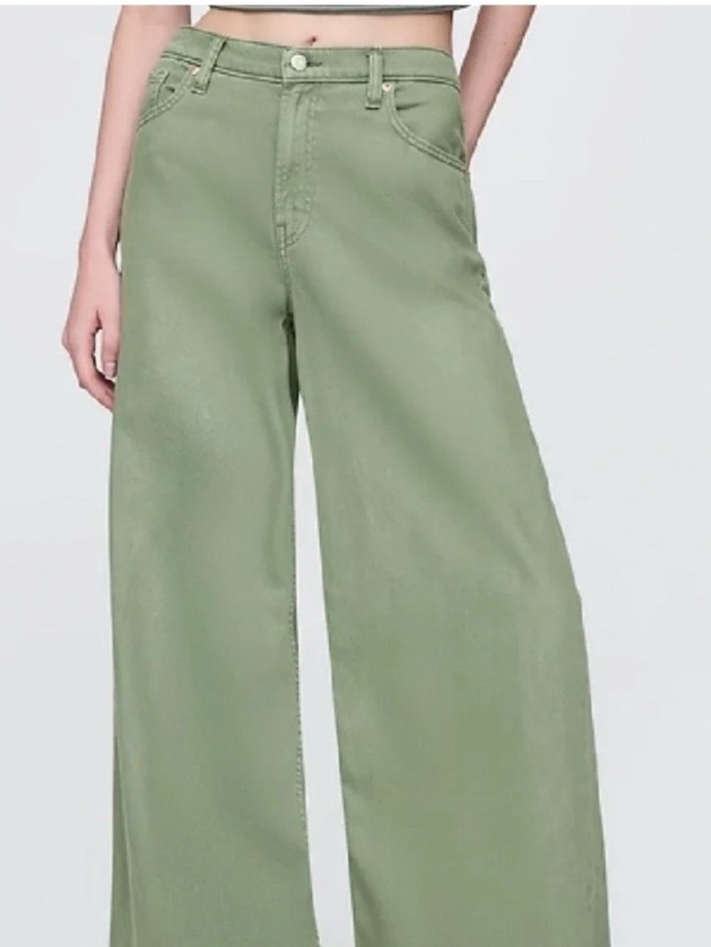 Gap Baggy Mid Rise Size 26/2R Ultra Soft Denim Twig green